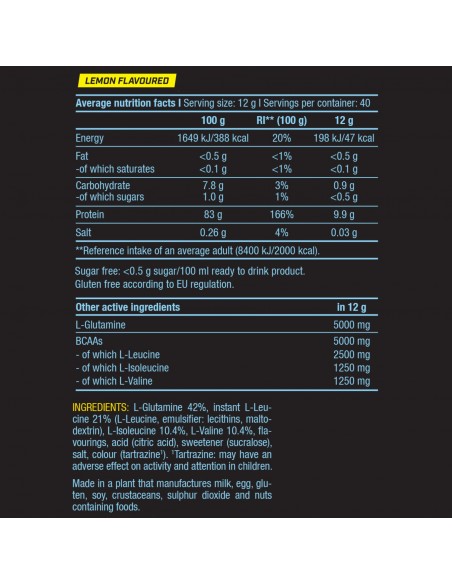 Biotech BCAA+Glutamina Zero - 40 servidas