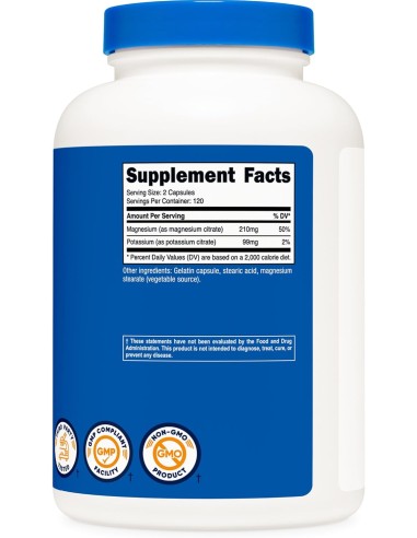 Nutricost Citrato Magnesio + Citrato Potasio 240 Capsulas