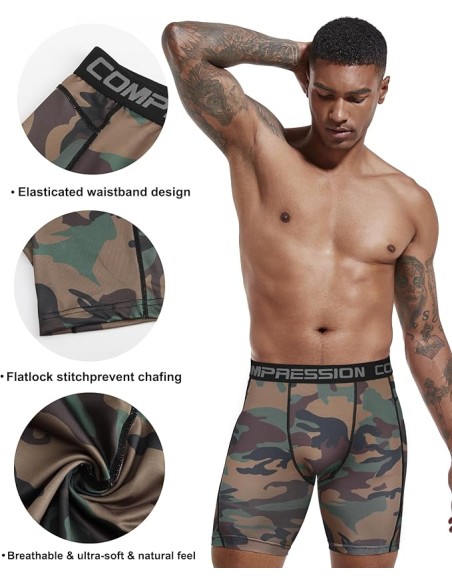 Licras de Compresión para Hombre - talla L - Verde Camuflado