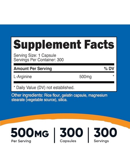Nutricost L Arginina 500mg - 300 capsulas