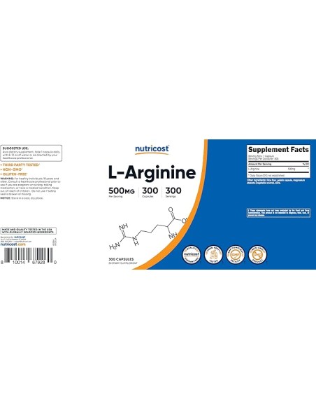 Nutricost L Arginina 500mg - 300 capsulas