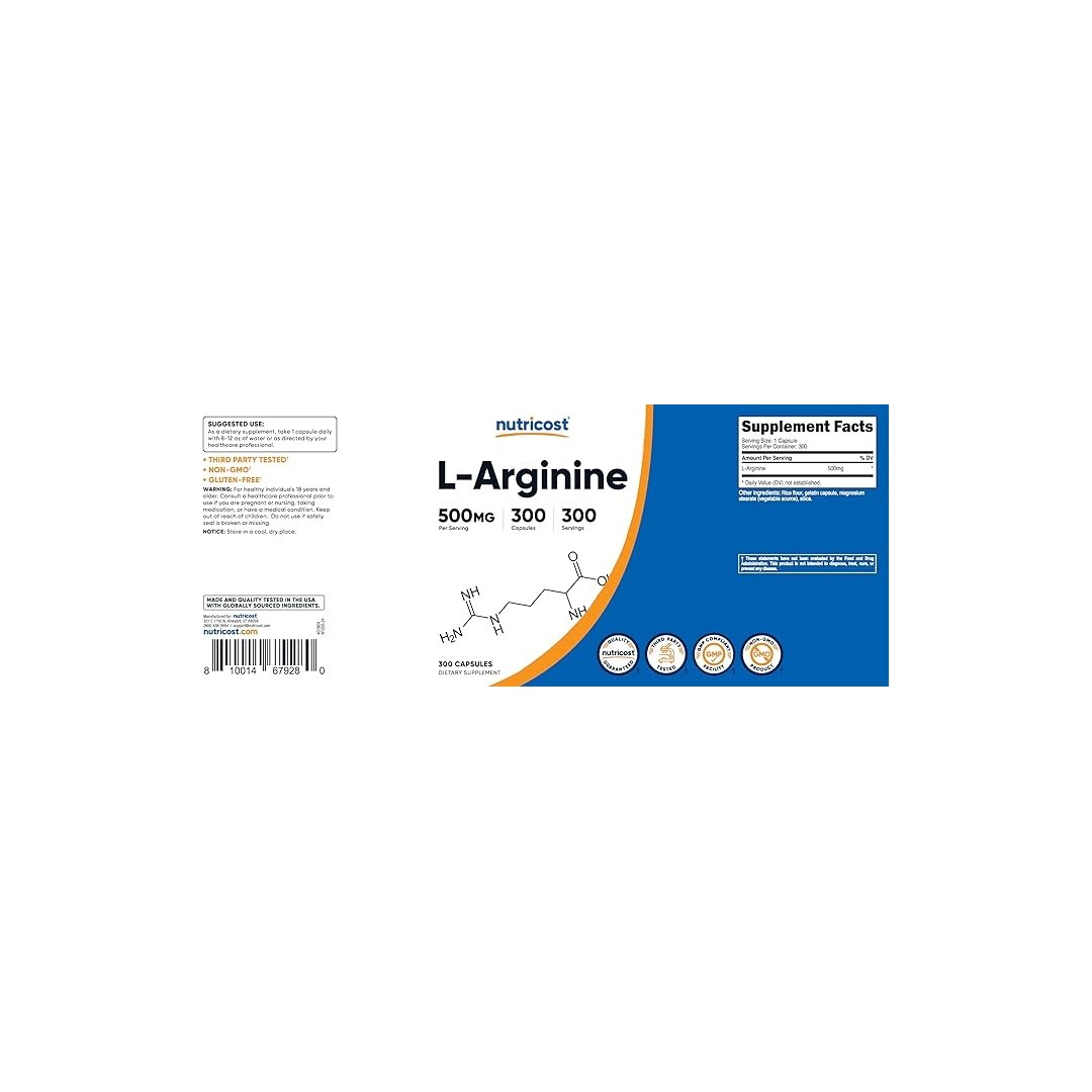 Nutricost L Arginina 500mg / 300 capsulas