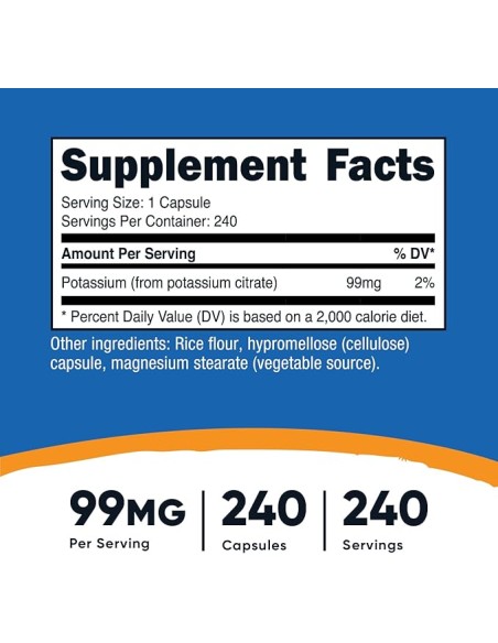 Nutricost Potasio Citrate 99mg / 240 capsulas
