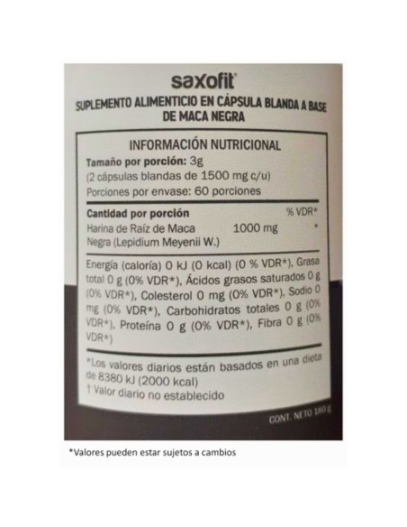 Saxofit Maca Negra 120 Capsulas