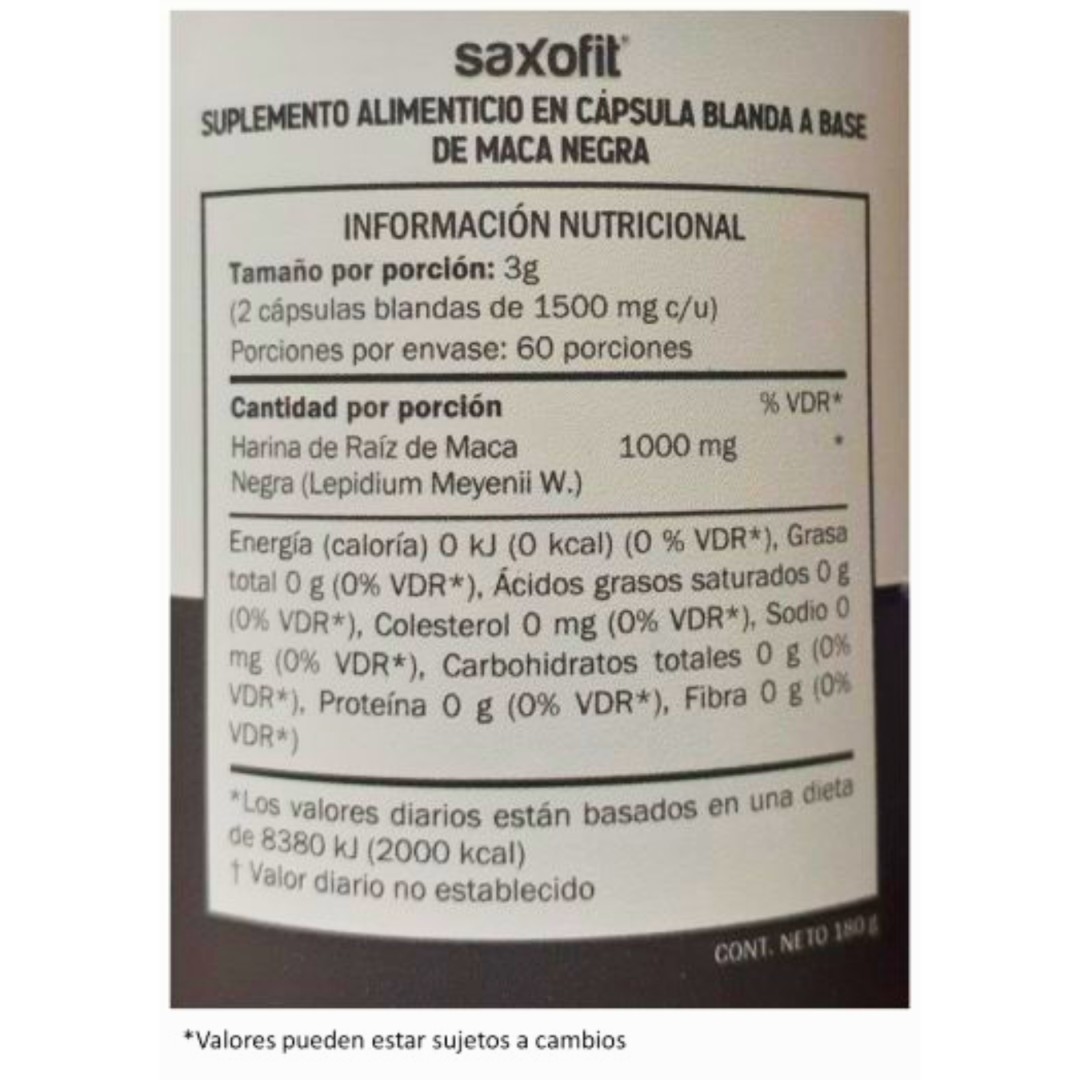 Saxofit Maca Negra 120 capsulas