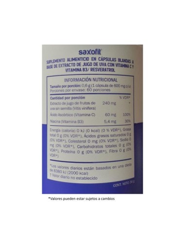 Saxofit Resveratrol 30 capsulas