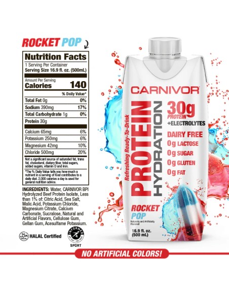 Carnivor Hydration RTD 12× Berry Blast – 30 g Proteína + Electrolitos