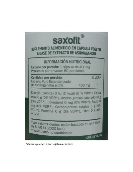 Saxofit Ashwagandha 60 capsulas