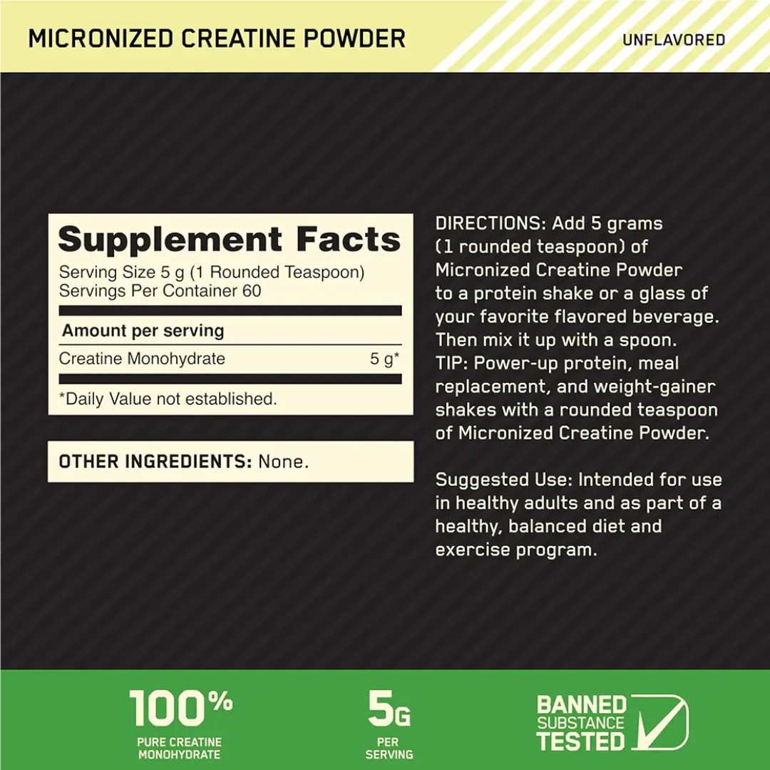 Optimum Nutrition Creatina Micronizada 600 gramos