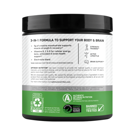 Optimum Nutrition Creatina Electrolito 360g - 3 en 1