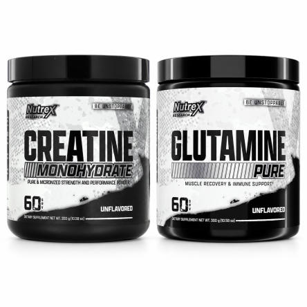 Combo Nutrex Creatina Monohidratada 300 g y Glutamina Drive 60 servidas