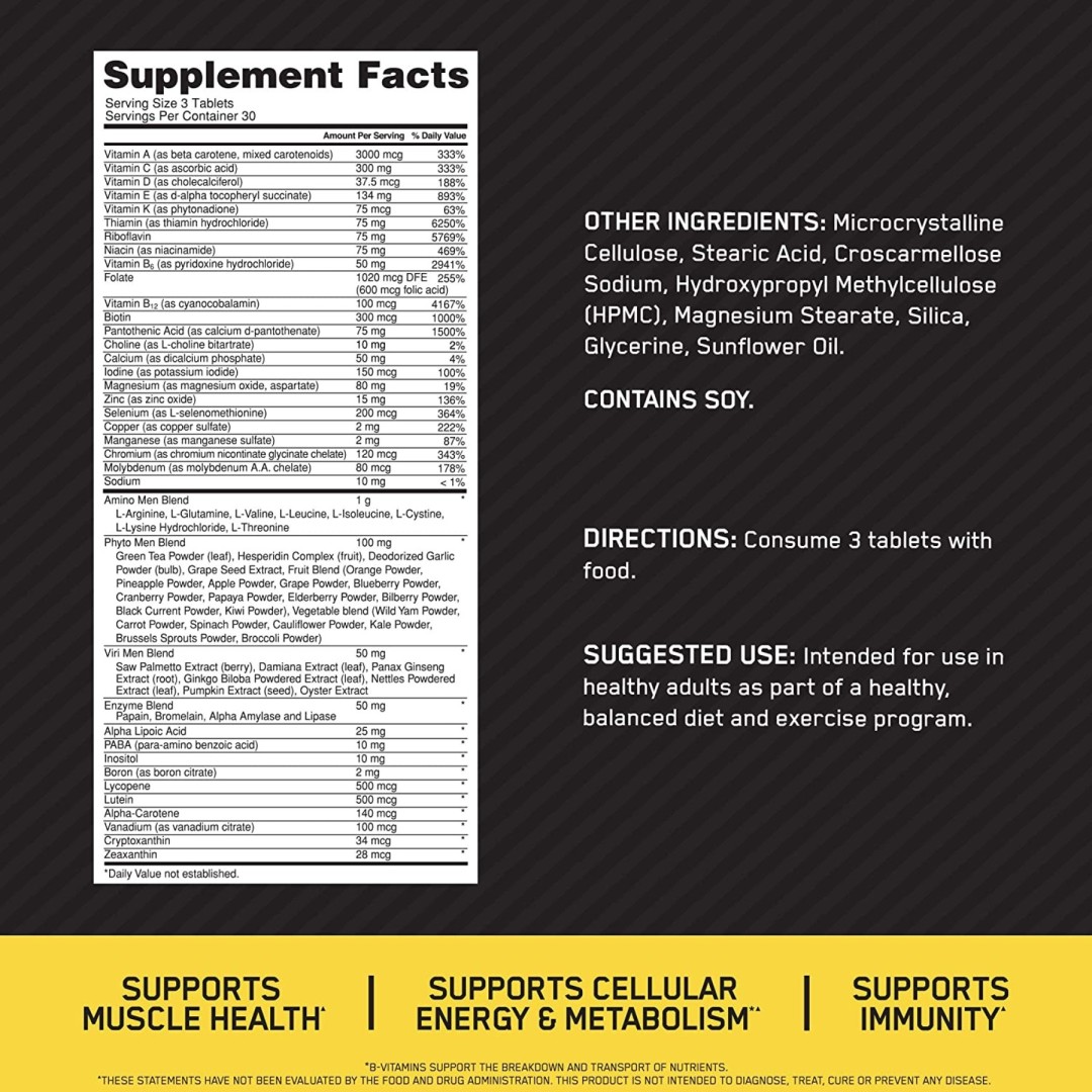 Optimum Nutrition Opti-Men Multivitamínico 90 Tabletas