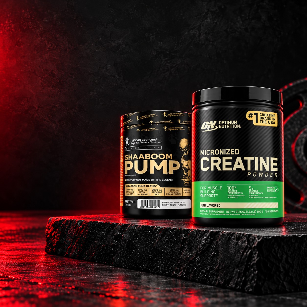 ON Creatina 120 servidas y Shaaboom Pump